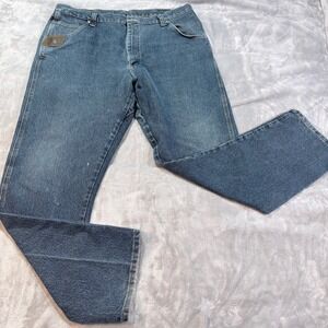 Wrangler Riggs  Mens Jeans Size 42x34 Blue Denim Workwear Bootcut Pants